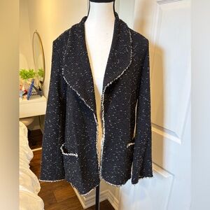 Max Studio NWT Tweed Knit Jacket Medium Black White